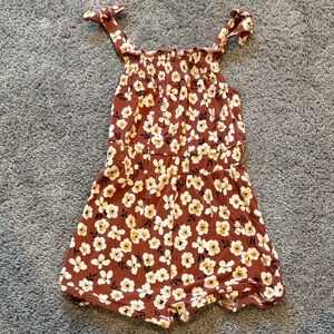 Little Sleepies Floral Romper - Brown and White